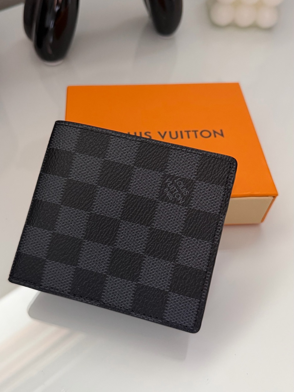 Louis Vuitton Black Damier Graphite Compact Bi-Fold Wallet